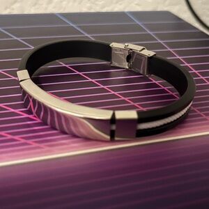 White Striped Black Bracelet Unisex